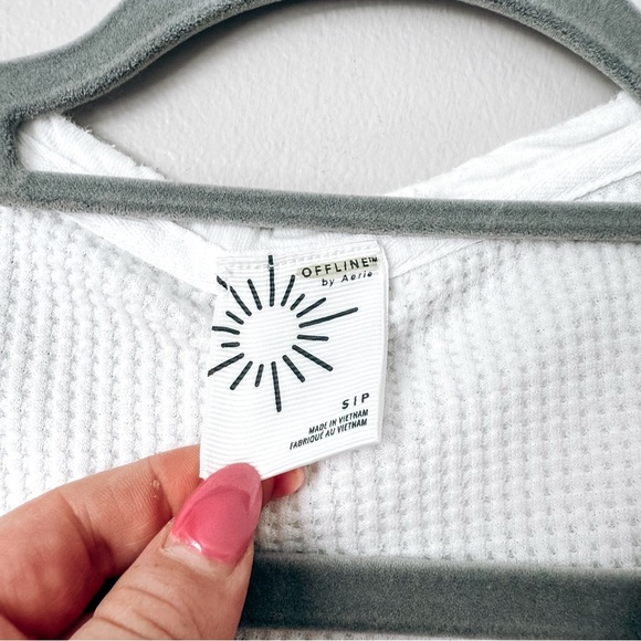 Aerie Offline White Waffle-knit Henley Shirt Size Small - Picture 4 of 7